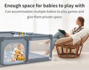 Opvouwbare babybox - Babyspeeltuin - Grondbox - Speelbox - Veiligheidshek - Baby kruipruimte - Inklapbaar - Ballenbak - Grijs - 120x180cm