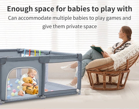 Opvouwbare babybox - Babyspeeltuin - Grondbox - Speelbox - Veiligheidshek - Baby kruipruimte - Inklapbaar - Ballenbak - Grijs - 120x180cm