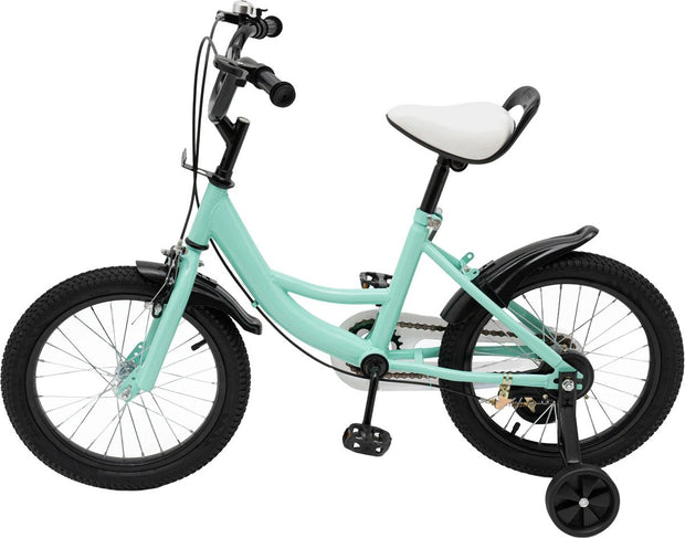 Kinderfiets - 16 Inch - Spelen - 5 tot 8 Jaar - Outdoor - Groen met Zwarte Accenten