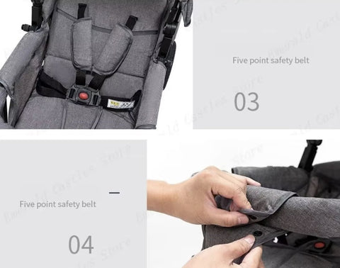 Duo stroller - Duo buggy - Twin stroller - Double stroller - Foldable - With rain cover - Black