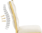 Eetkamerstoel - Set van 2 stoelen - Fluwelen eetkamer stoel - Eetkamerstoelen - Eettafel stoel - Velvet - Fluweel - Gevlochten patroon - Gouden poot - Metaal - Grijs - Goud