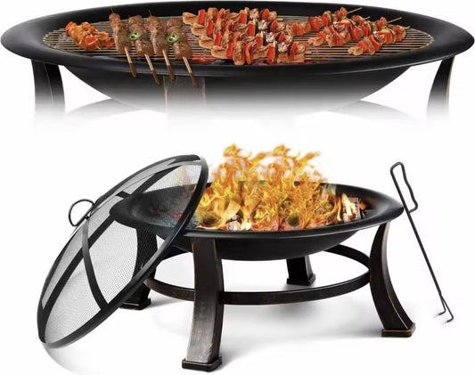 Vuurschaal - BBQ - Vuurkorf - BBQ grill - Buitenvuur - Draagbaar - Zwart