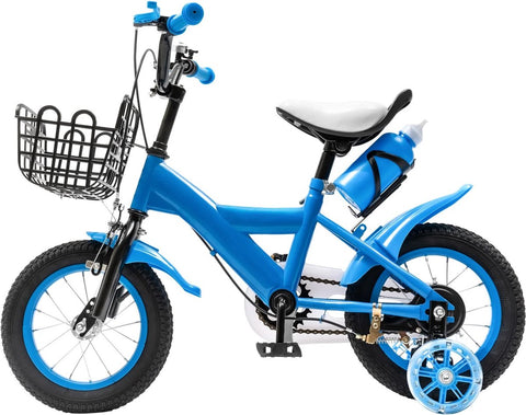 Kinderfiets - 12 inch - met zijwieltjes - blauw - jongensfiets - Geschikt vanaf 2 jaar