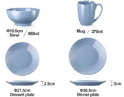 Luxe Serviesset – 16 Delig – 4 Persoons – Keramiek - Bordenset – Dinner Platen – Dessertborden - Kommen -Mokken - Paars