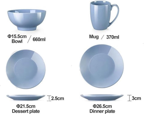 Luxe Serviesset – 16 Delig – 4 Persoons – Keramiek - Bordenset – Dinner Platen – Dessertborden - Kommen -Mokken - Paars