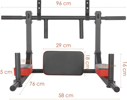 Pull up bar - Optrek stang - Fitness - Chin up - Crunches - Dip station - 3in1 - Wand gemonteerd - Max 300kg
