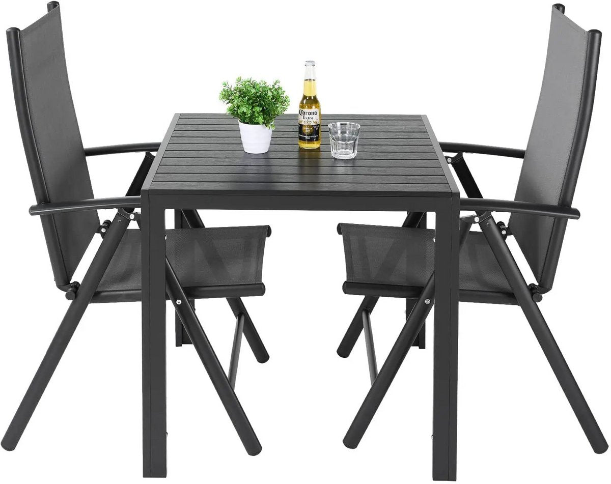 Tuinset - 3-delig - zilver - tuinstoelen - tuintafel - tuinsets - tuinstoelen verstelbaar - tuin set - tuinset 2 persoons