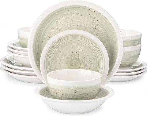 Luxe Serviesset – 16 Delig – 4 Persoons – Keramiek - Bordenset – Dinnerplaten – Dessertborden - Kommen - Pastakom - Beige