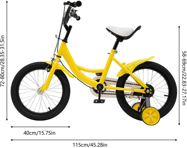 Kinderfiets - 16 Inch - Spelen - 5 tot 8 Jaar - Buiten - Geel / Wit