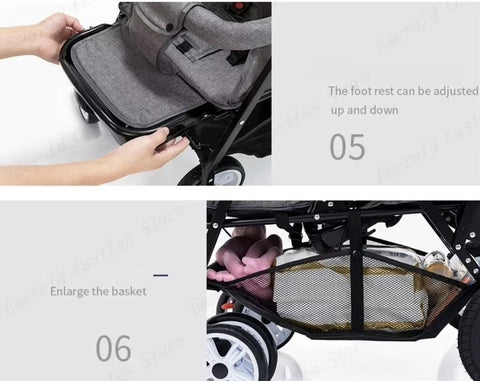 Duo stroller - Duo buggy - Twin stroller - Double stroller - Foldable - With rain cover - Black