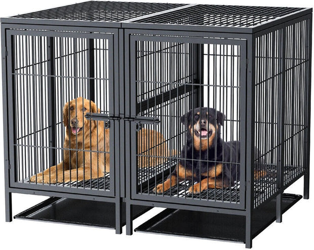 Zware Duo Hondenbench - Robuust en Ruim - Verdeler / Scheider Uitneembaar - Dubbele Deur - Tot 150kg - 100x100x130 cm
