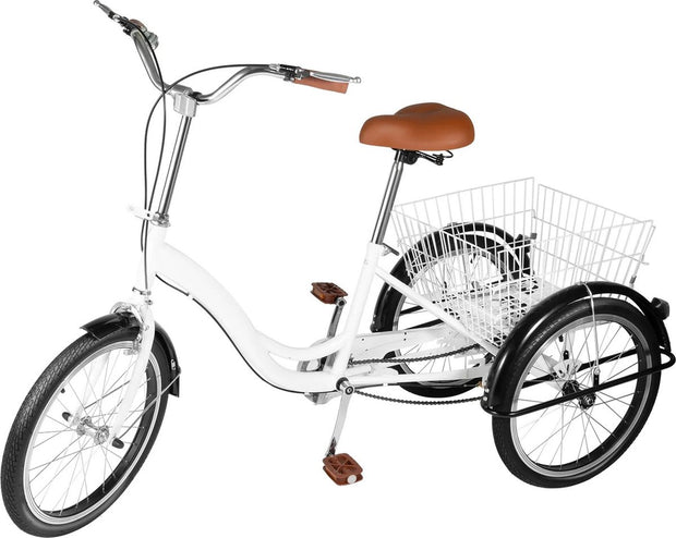 Driewieler - 20 Inch - Driewielige Fiets Met Mandje - Geschikt Voor Ouderen - Winkelen Transport - Wit