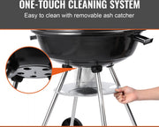 Houtskool Kogelgrill 56 cm - Draagbare BBQ Grill met Deksel - Grote Grilloppervlak - Zwart - 63 x 82 x 88 cm