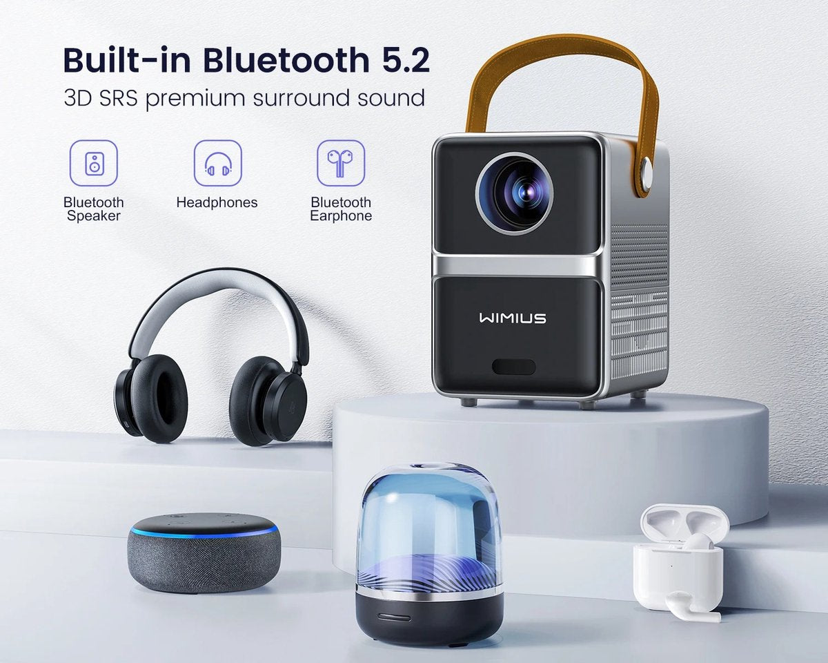 Portable Projector - 18000 Lm - 5G WiFi - Bluetooth Theater Projector - Support Full HD 1080P Display - Home Cinema Projector
