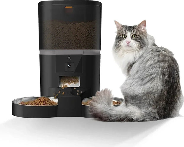 Automatische Voerbak - Voerbak Met Camera - Hond en Kat - Kattenvoer Bak - Hondenvoer Bak - Geschikt Voor 2 Huisdieren - Voerautomaat Met App - 4 Liter - Zwart