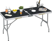 Campingtafel Inklapbaar - Kampeertafel, Partytafel - Lichtgewicht - Aluminium MDF - 150x60x69.5 cm - Zwart