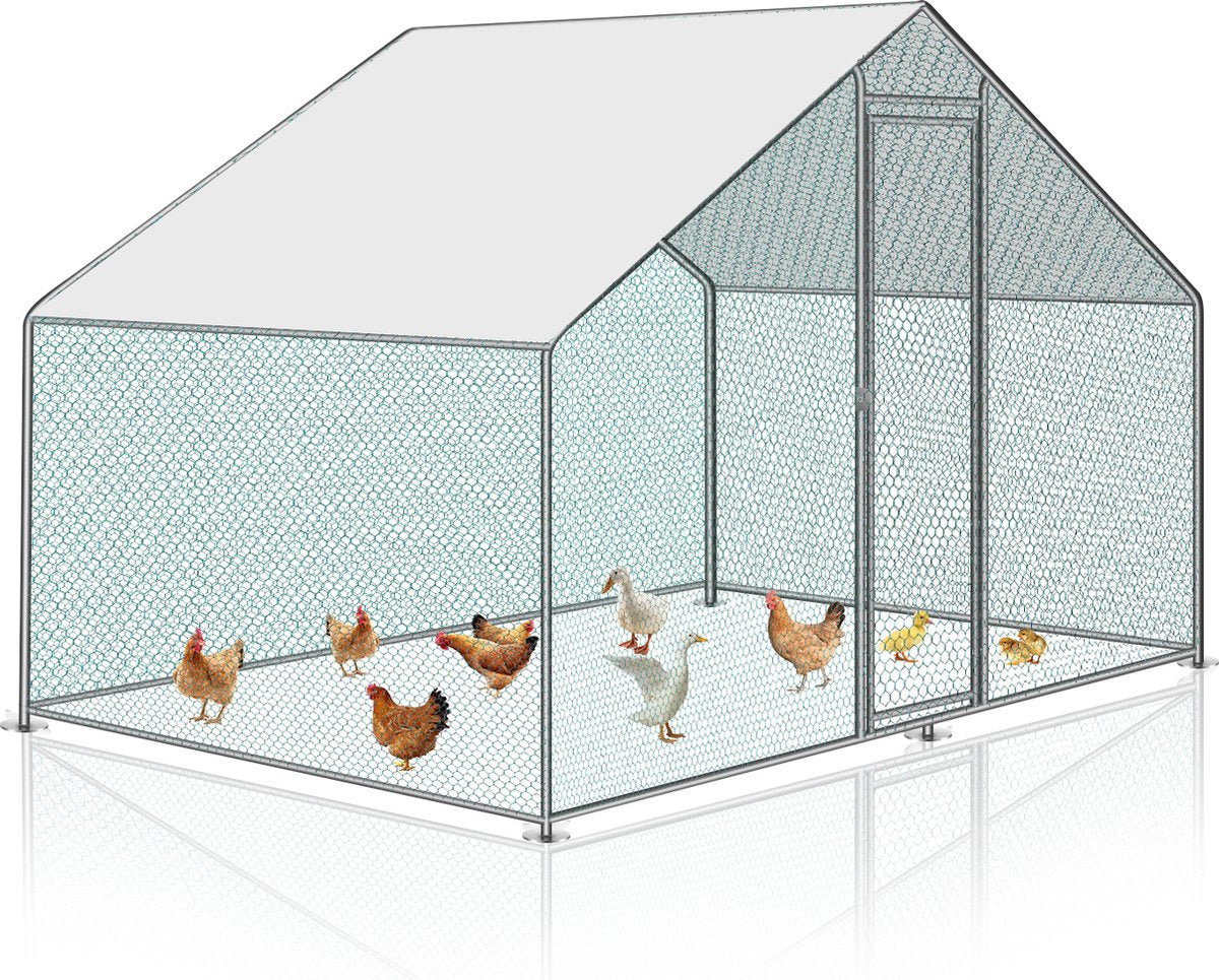 3x2x2m kippenren - kippenhok buitenverblijf - Draadren - Puntdak