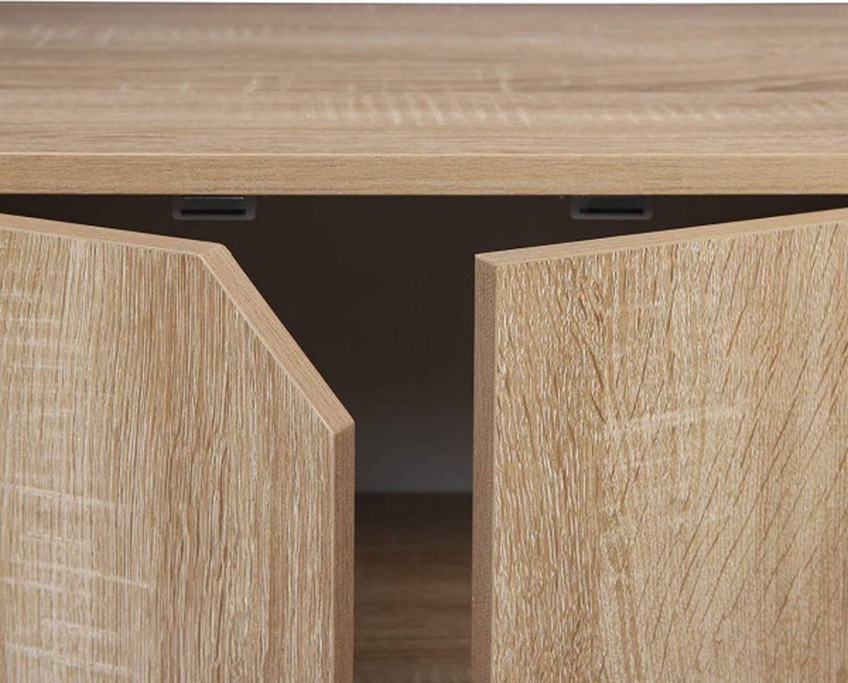 Boekenkast - 80x35x97cm - met Kastje -  5 Lagen - MDF en Metaal - Licht Eiken Kleur - 6-laags - Houten Boekenplank - Opbergrek - Staande Plank - Hoekboekenkast - Organizer voor Woonkamer en Kantoorkeuken