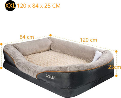 Luxury Orthopedic Dog Cushion - XX-Large Memory Foam Dog Bed - 120x84x25cm - Removable/Washable Cover - Gray