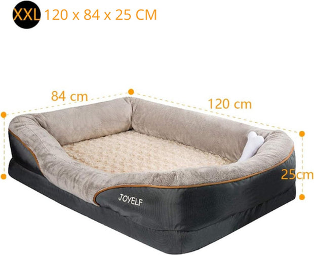 Luxe Orthopedisch Hondenkussen - XX-Large Memory Foam Hondenbed - 120x84x25cm - Verwijderbare/Wasbare Hoes - Grijs