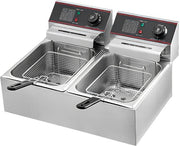 Friteuse - Dubbele Frituurpan - 2 x 6 Liter - Roestvrij staal - Draaisysteem - Dubbele tanks - voor fastfoodrestaurant of kampeerpicknick - 220V - 5000W