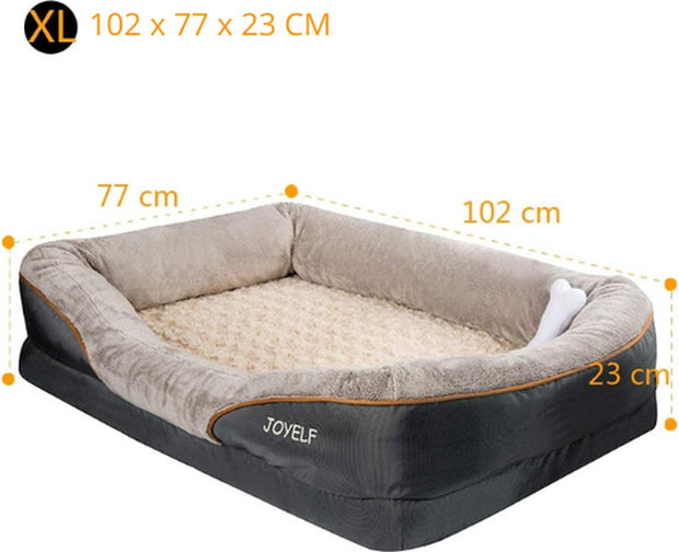 Luxe Orthopedisch Hondenkussen - X-Large Memory Foam Hondenbed - 102x77x23cm - Verwijderbare/Wasbare Hoes - Grijs