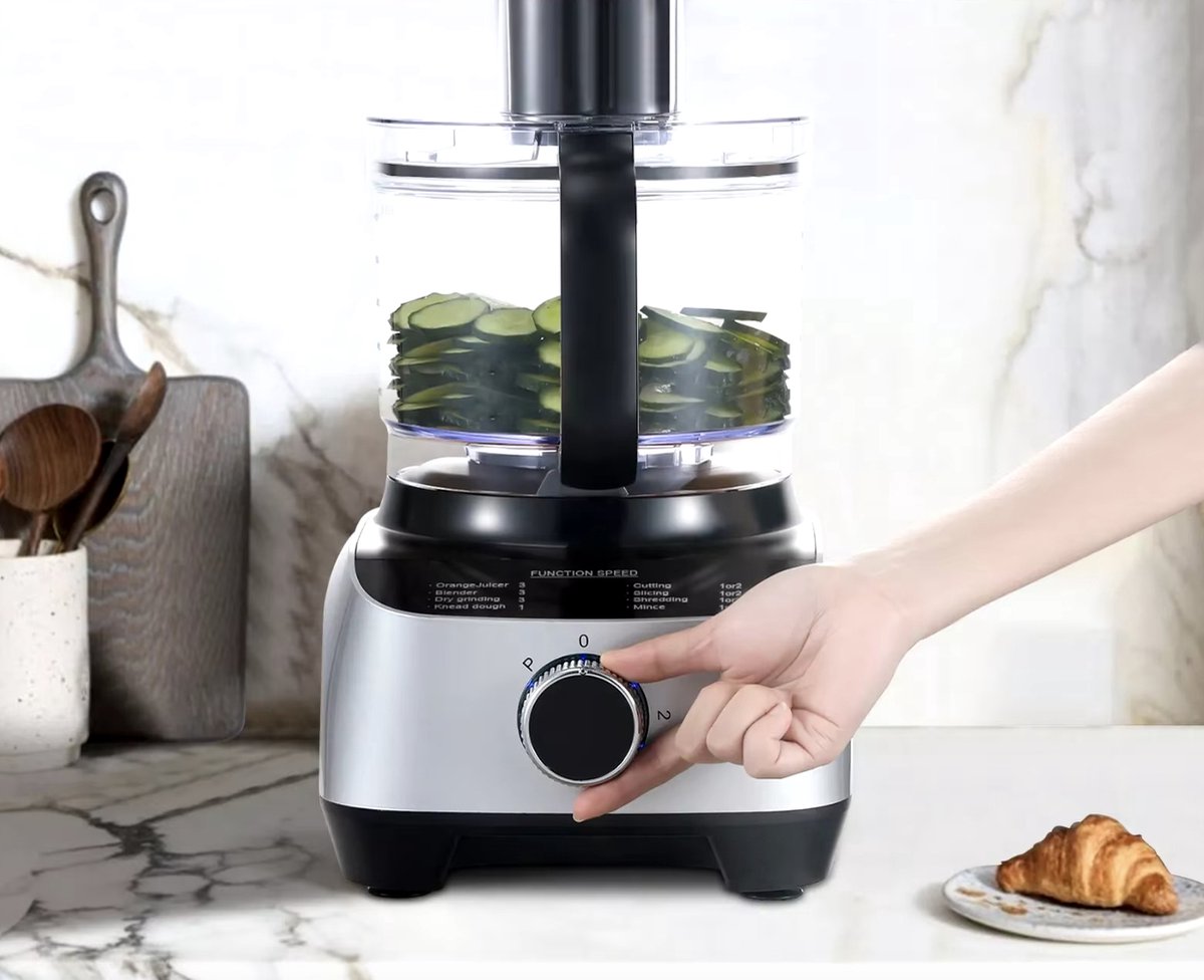 Keukenmachine - Alles in 1 keukenmachine - Multifunctionele keukenmachine - 11 in 1 - Blender - Citruspers - Kneden - Hakken - Malen - Mixen - 1300W - Zilvergrijs - QUORE