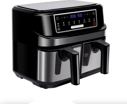 Airfryer - Double Airfryer - Large airfryer - Hot air oven - Hot air fryer - XL Airfryer - 9L - 2 Drawers - Black