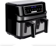 Airfryer - Dubbele Airfryer - Grote airfryer - Hetelucht oven - Heteluchtfriteuse - XL Airfryer - 9L - 2 Laden - Zwart
