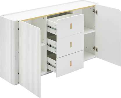LED - Modern wit dressoir met LEDverlichting - 150x35x80 cm - 2 deuren, 3 lades en RGB-kleuren - Opbergkast voor woonkamer, eetkamer of hal - Wit