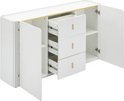 LED - Modern wit dressoir met LEDverlichting - 150x35x80 cm - 2 deuren, 3 lades en RGB-kleuren - Opbergkast voor woonkamer, eetkamer of hal - Wit