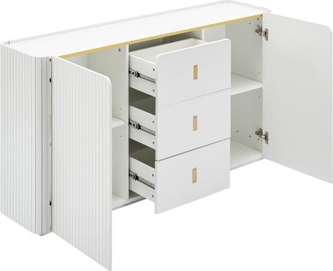 LED - Modern wit dressoir met LEDverlichting - 150x35x80 cm - 2 deuren, 3 lades en RGB-kleuren - Opbergkast voor woonkamer, eetkamer of hal - Wit