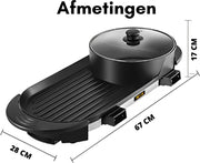 Hotpot Electrisch - Hotpot Pan - Hotpot - Stomer - Slowcooker - Grillplaat - Stoompan - Bbq - Zwart