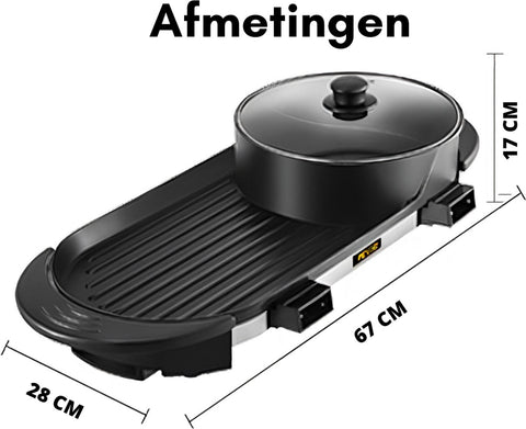 Hotpot Electrisch - Hotpot Pan - Hotpot - Stomer - Slowcooker - Grillplaat - Stoompan - Bbq - Zwart