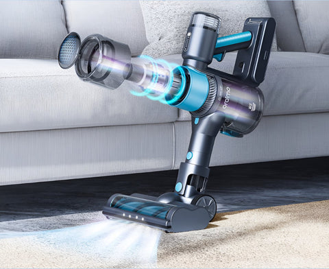 Cordless Stick Vacuum Cleaner - Bagless on Battery - 4 Different Attachments - Handheld Vacuum Cleaner - 380W - 27Kpa