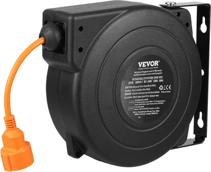 Kabelhaspel - Wandmontage Verlengkabel - 15m - 1000W - Spanning AC 220V - Max. Temperatuurschakelaar 56℃ - Automatische Uitbreiding - Montagemogelijkheden Muur of Plafond
