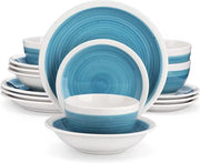 Dinnerware set Blue/White - Ceramic - 4 large plates - 4 small plates - 4 deep plates - 4 bowls - 16 pieces - Blue - White