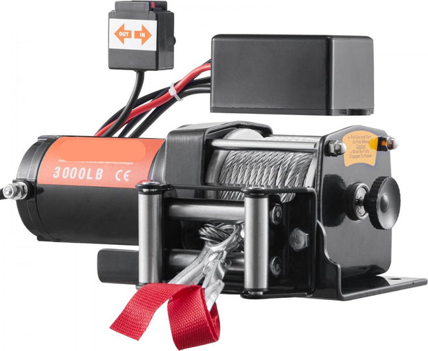 Elektrische lier - 12V - Lier 3000lbs/1361kg - Offroad motorlier - Kabel elektrische lier - Staalkabel met draadloze afstandsbediening - Zwart