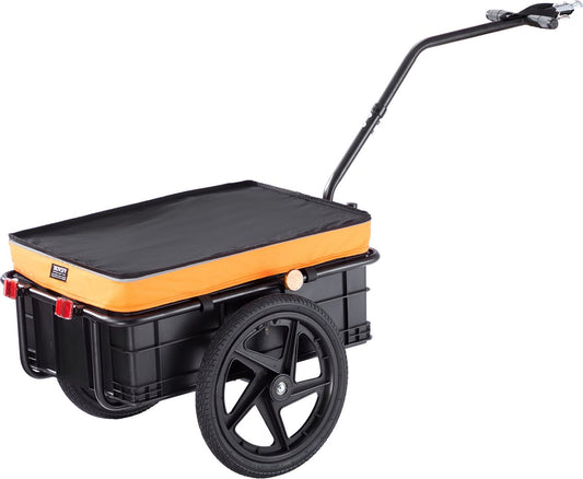 1.68 x 0.59 x 0.73 m - Maximum Load Capacity 40kg - Mounting Position Perch - Material Carbon Steel + 600D Oxford Cloth + PP + PVC - Transport Trolley Foldable, Waterproof Cover 16" Wheels Suitable for 25"-28" Bicycle Wheels
