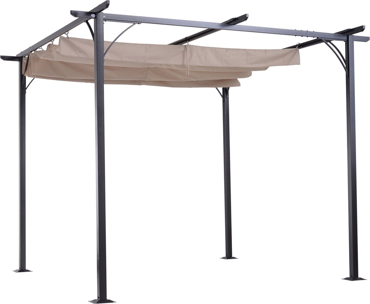 Cabrio-zonnedak - Luifel Tuinpaviljoen - Waterafstotende Luifel 3 x 3 m - Beige