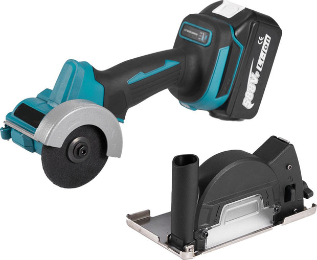 Elektrische Haakse Slijper - Draadloze Cirkelzagen - Snijmachine - Power Tool Haakse Slijper - Stofschild - 5 Slijpschijven - 2 Zaagbladen - Inbussleutel - Led Licht - 2 Accu's - Accu Lader - Handleiding - Lichtgewicht - 18V - 76MM