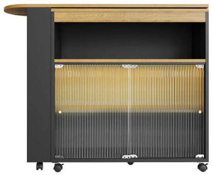 Uitschuifbare Bartafel met Opbergruimte - Moderne Verplaatsbare Bartafel - Telescopische Bartafel met LED - Bartafel - Bistrotafel - Hoge Tafel - Kookeiland - Bistrotafel - (138-204×39×105cm) - Zwart
