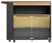 Uitschuifbare Bartafel met Opbergruimte - Moderne Verplaatsbare Bartafel - Telescopische Bartafel met LED - Bartafel - Bistrotafel - Hoge Tafel - Kookeiland - Bistrotafel - (138-204×39×105cm) - Zwart