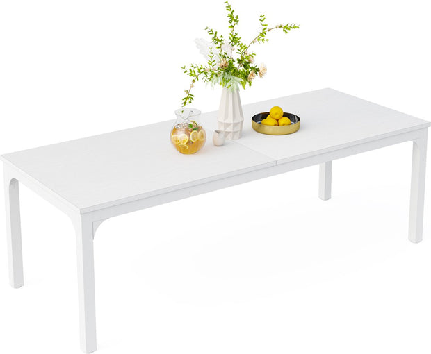 Keukentafel - Eettafel - 200 x 70 x 75 cm - Eetkamertafel Voor 6-8 Personen - met Stevige Metalen Poten - Industrieel Design - Vintage - Wit