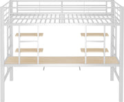 Kinderbed - Zonder matras - Zonder stoel - Metalen Bedframe met Bureau en Twee Boekenplanken - Geschikt voor Kinderen - Tieners en Volwassenen - 90x200 cm - Zwart
