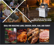 Luxe Rotisserie - Universeel - RVS - XXL 101 cm - Draaispit BBQ - Grill Spies - Krachtige 9W motor - Tot wel 12kg