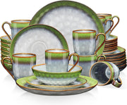 Luxe Serviesset – 32 delig – 8 persoons – Porselein - Bordenset – Dinner platen – Dessertborden - Kommen - Schaaltjes - Groen