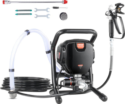 Airless Verfspuitsysteem - 750W - 3000PSI Spuitpistool - Hoge Druk Verfspuit - met 15m Hogedrukslang - 1.2 l/min Maximale Stroom - Zwart