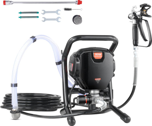 Airless Verfspuitsysteem - Hoge Druk Verfspuit - met 15m Hogedrukslang - 1.2 l/min Maximale Stroom - 750W - 3000PSI Spuitpistool - Zwart