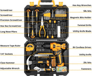 Basis gereedschapsset - Gemengde gereedschapsset - Gereedschap - Elektrische gereedschapscombinatiesets - Gereedschapsset - 8V snoerloze boormachine - 126-delig - Geel